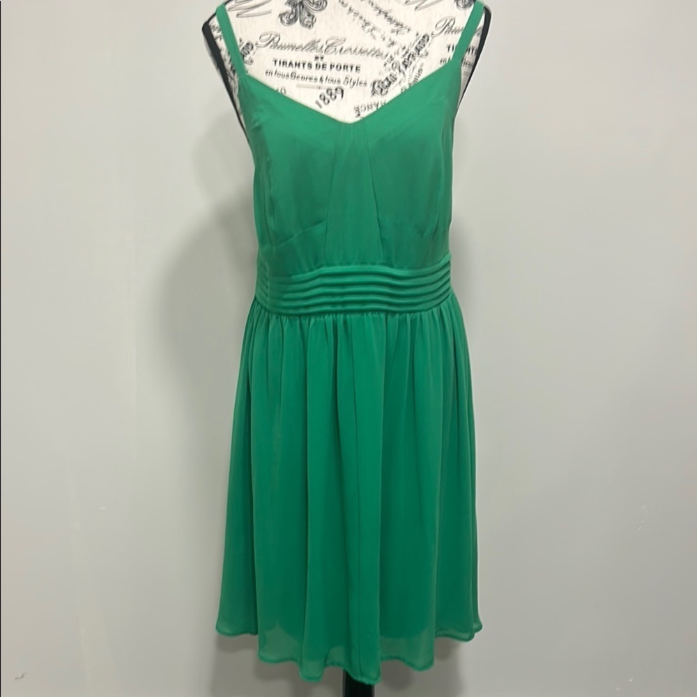 Torrid Plus Size Emerald Green Chiffon Skater Dress Smocked Back 0X